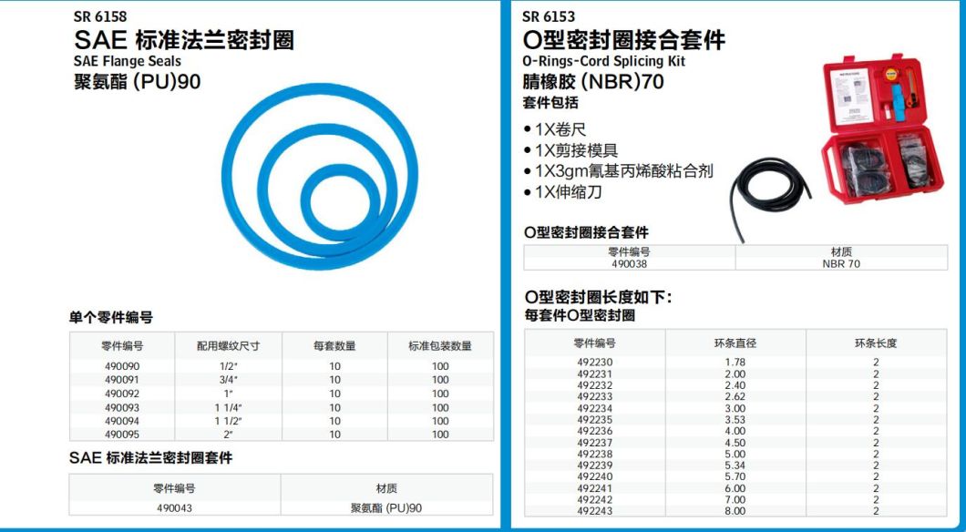 Boîte de coffret de réparation en Chine, kit de joints en caoutchouc